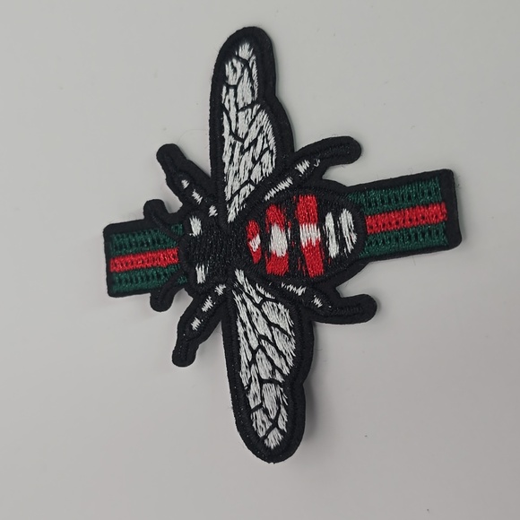 Embroidered Bumble Bee Green Red Fadhion Inspired Iron on Patch - Picture 10 of 10